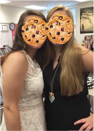 Pictured are the founders of the Cookie Crusaders, Sugar and Sweet Tooth (Morgan Conty and Gracen Kenney), "spreading kindness one cookie at a time." 