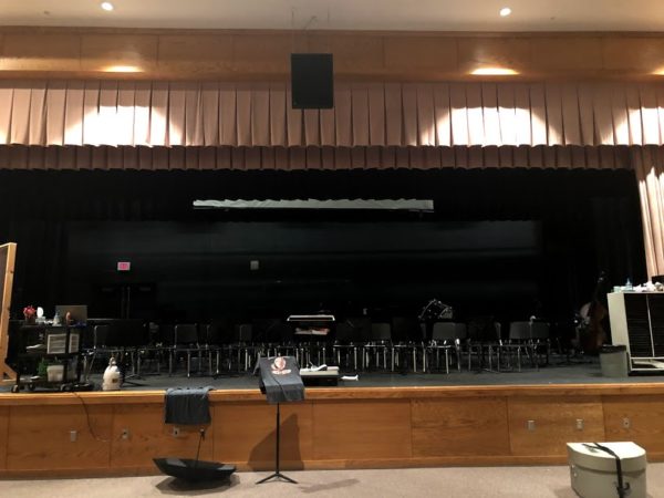 The Southmoreland High School auditorium transformed into a band rehearsal space. Date of photo: September 10